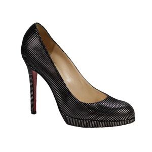 Christian Louboutin Black Metallic Suede pumps 37 designer heels shoes